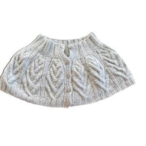 Aran Sweater Market 100% Wool Irish Cape Cropped Size Small